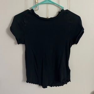 black distressed free people tee